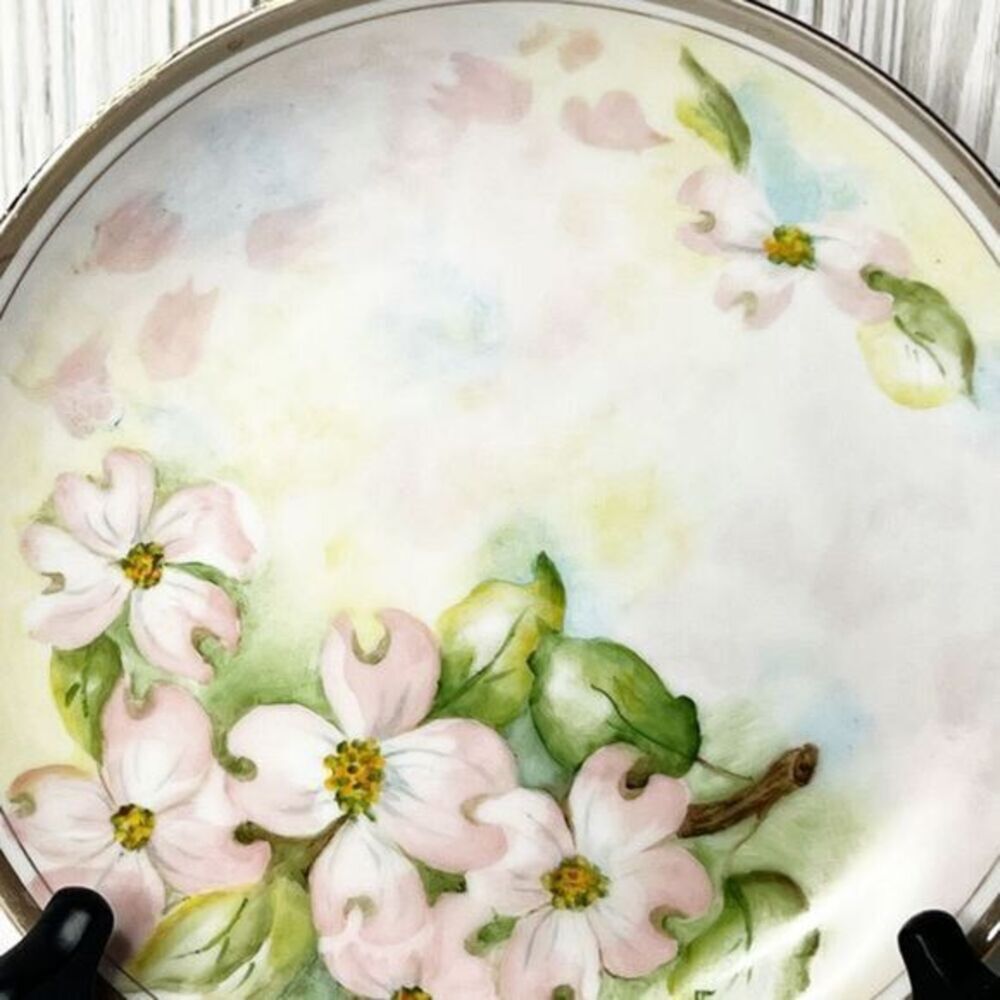 Vintage Royalton China Translucent Porcelain Plate Pink Dogwood Floral Pastels - Picture 3 of 6